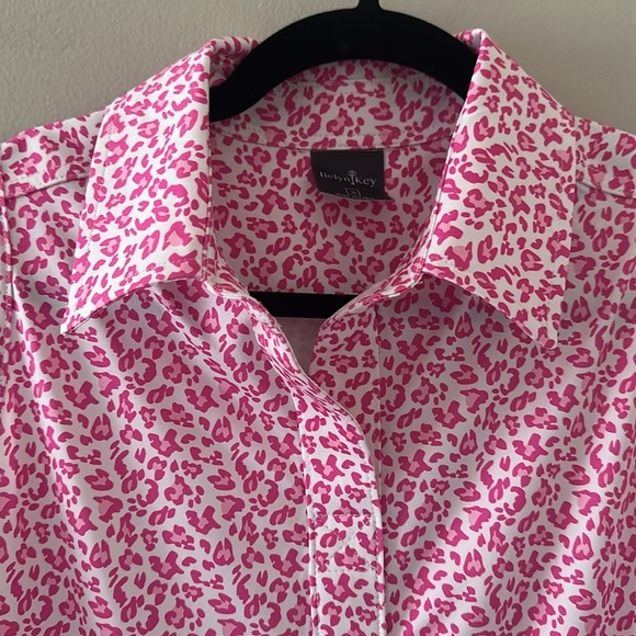 Belyn Key Women’s Keystone Pink Leopard Print Sleeveless Top Sz Small Golf - Picture 4 of 9